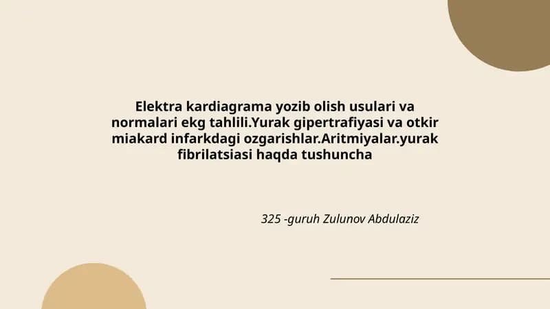 Elektra kardiagrama yozib olish usulari va normalari