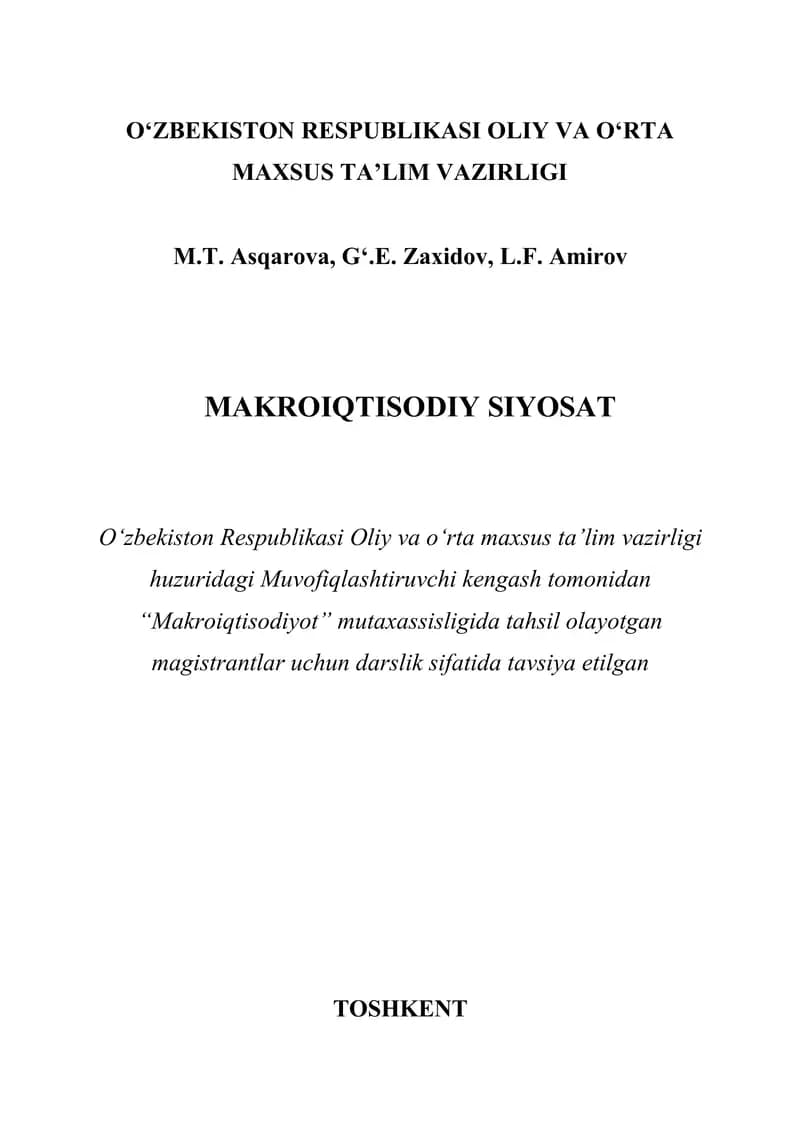 MAKROIQTISODIY SIYOSAT
