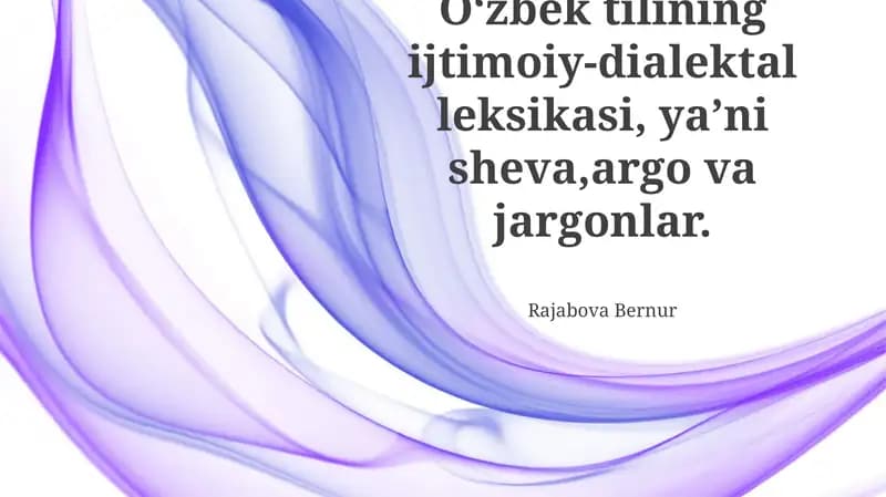 Oʻzbek Tilining Ijtimoiy-dialektal Leksikasi
