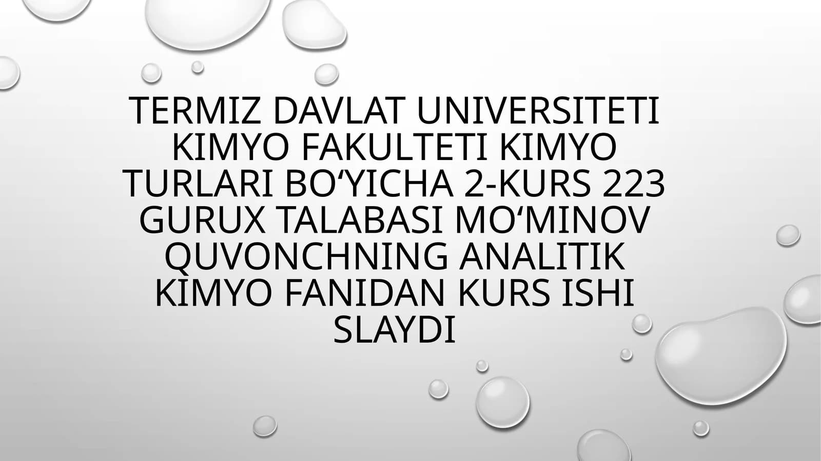 2-kurs Kimyo fanidan kurs ishi