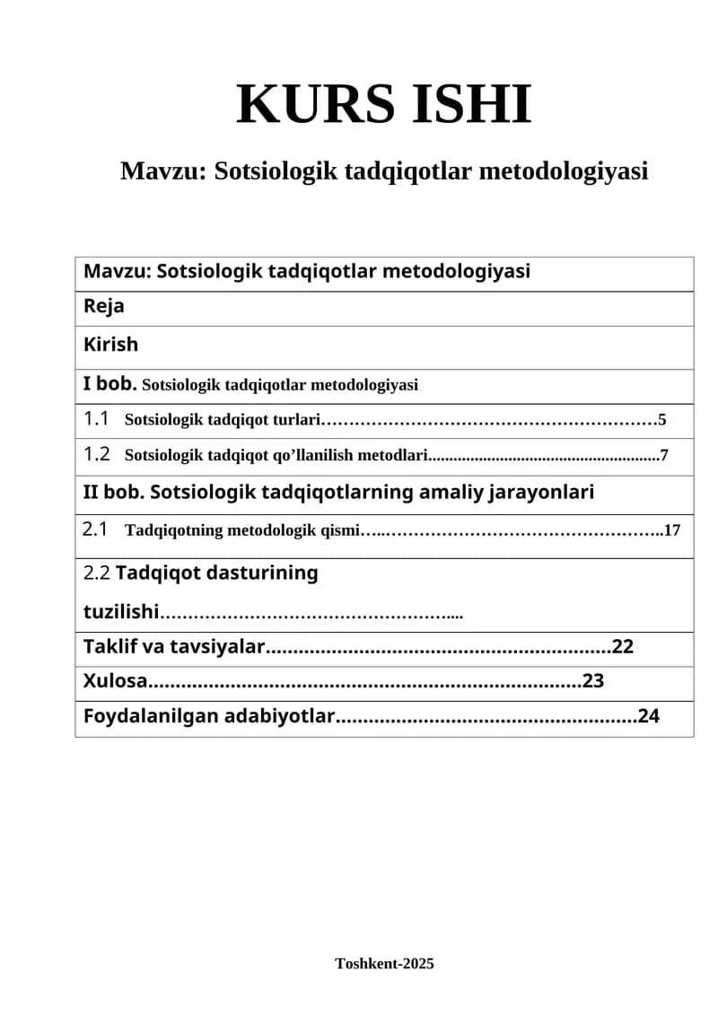 Sotsiologik tadqiqotlar metodologiyasi
