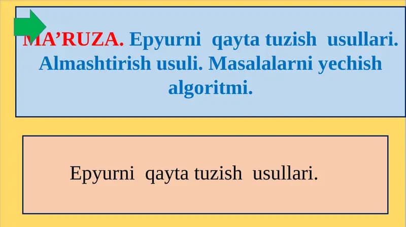 Epyurni qayta tuzish usullari