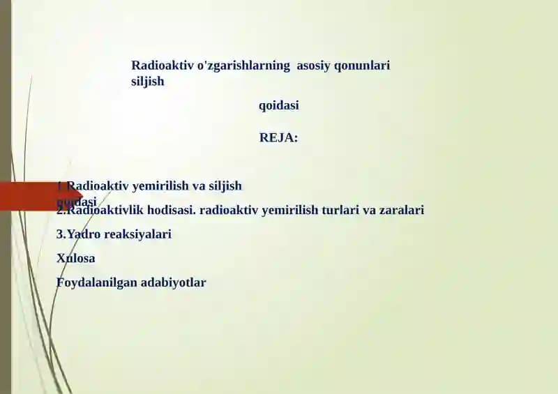 Radioaktiv o'zgarishlarning asosiy qonunlari siljish qoidasi