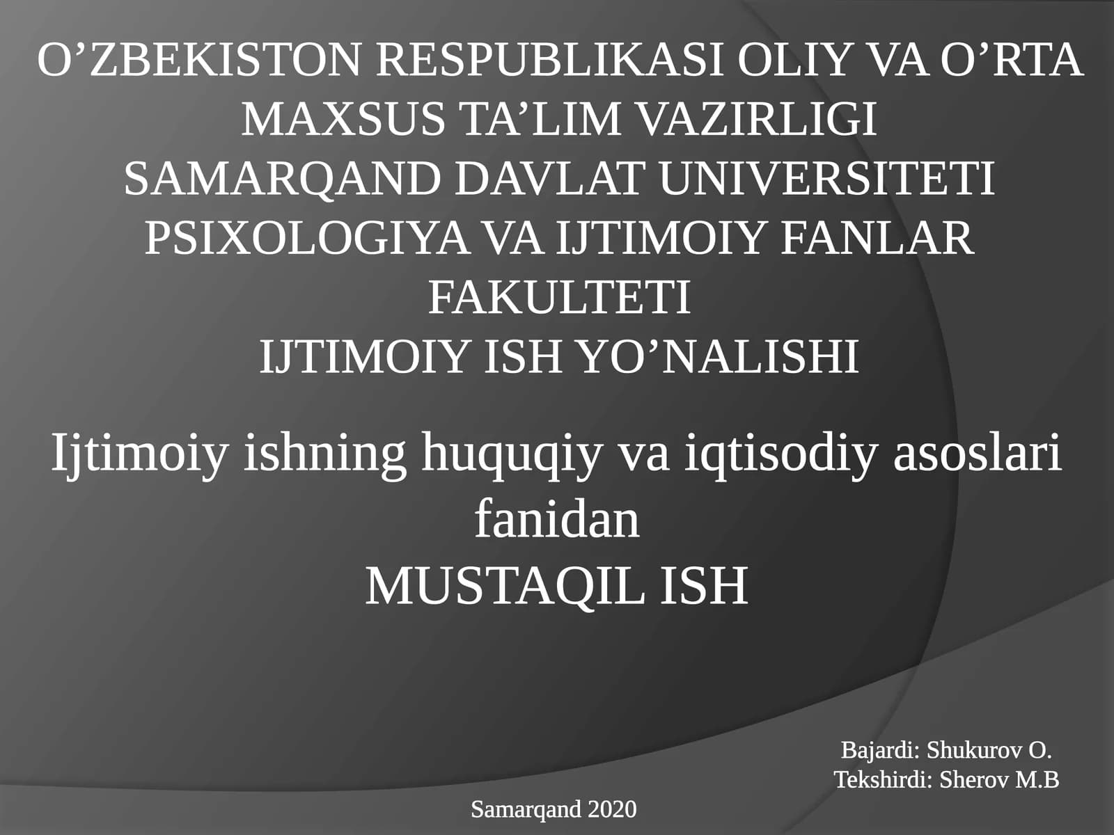 Fuqarolar yig’inlari tomonidan amalga oshiriladigan ijtimoiy himoyaning huquqiy asoslari va uni takomillashtirish