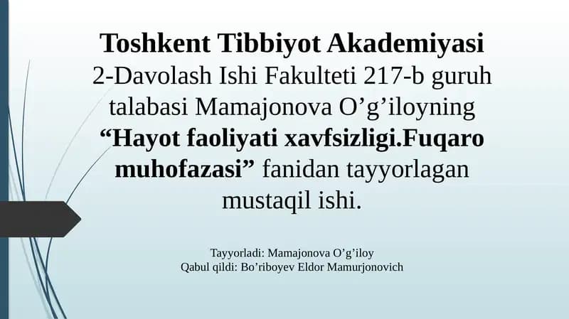 Zarb to'lqini, ionlashtiruvchi nurlar, yorug'lik ajralishi, jabrlanish zonalari tavsifi.
