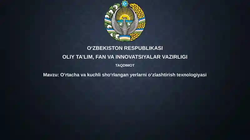 Oʻrtacha va kuchli shoʻrlangan yerlarni tiklash uchun texnologiyalar