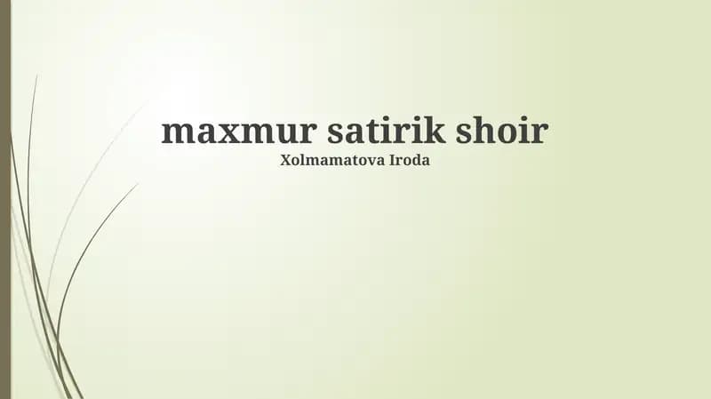 Maxmur satirik shoir