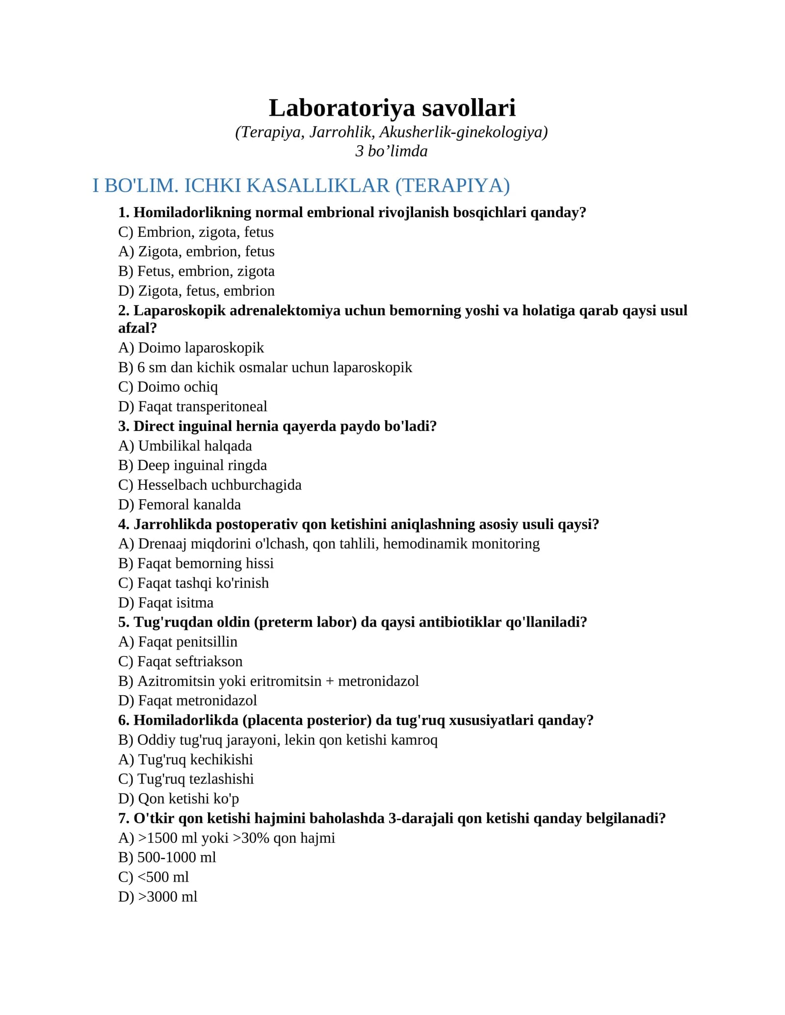 Laboratoriya savollari