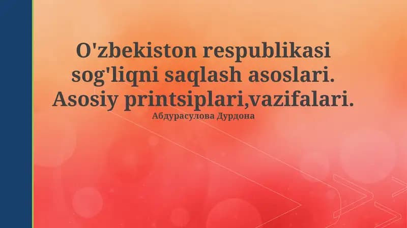 Sogʻliqni Saqlash Asoslari