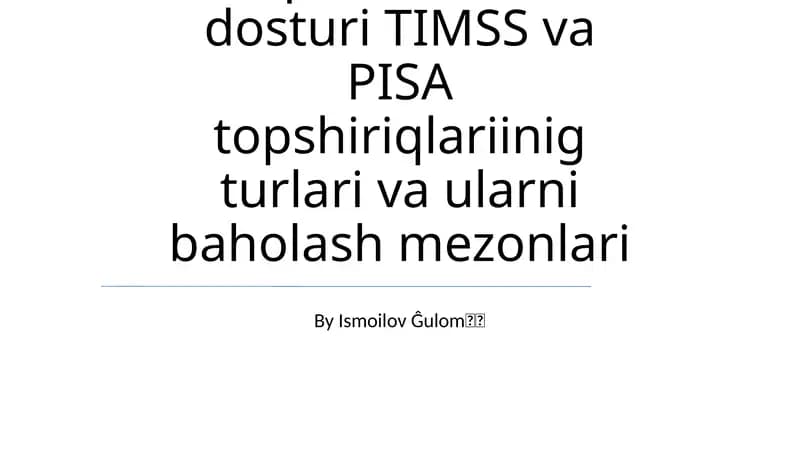 PISA Baholash Ramkasi: Matematika