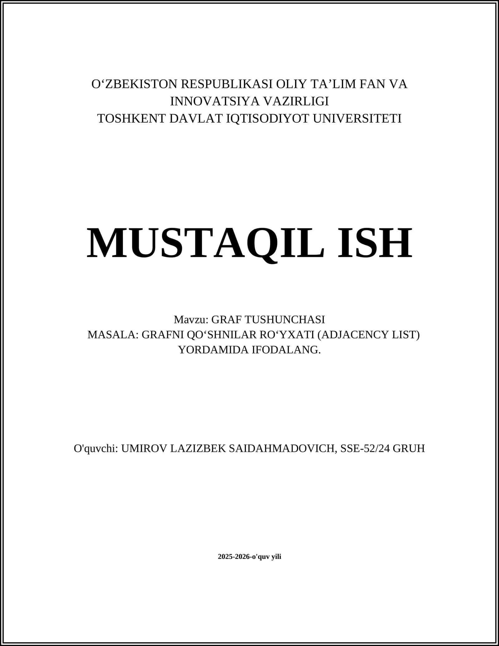 GRAF TUSHUNCHASI