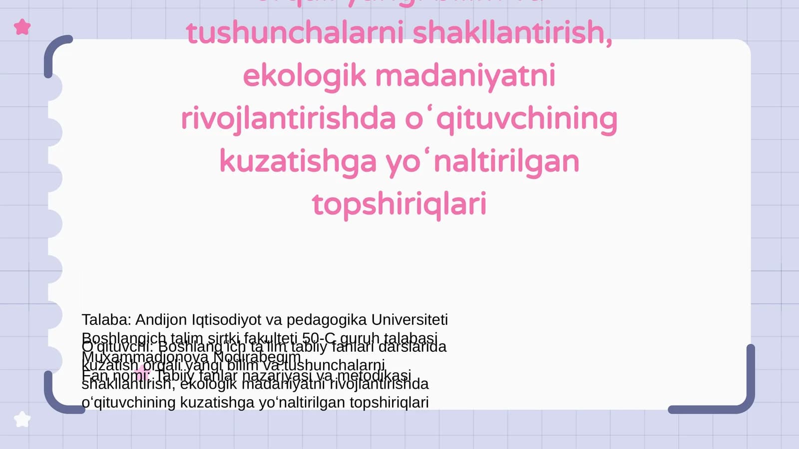 Tabiiy fanlar nazariyasi va metodikasi