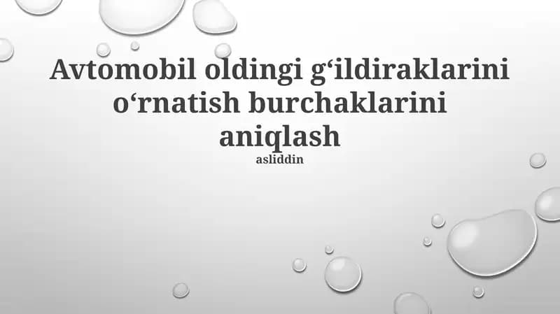 G'ildirak tekislash burchaklari