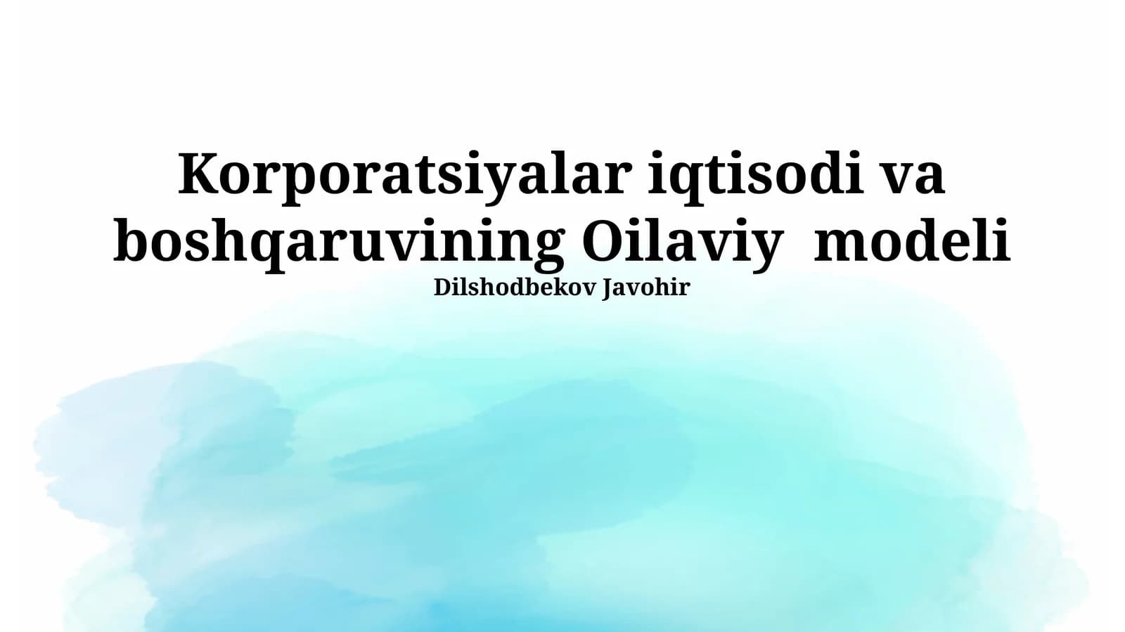 Oilaviy Korporativ Iqtisodiyot va Menejment Modeli