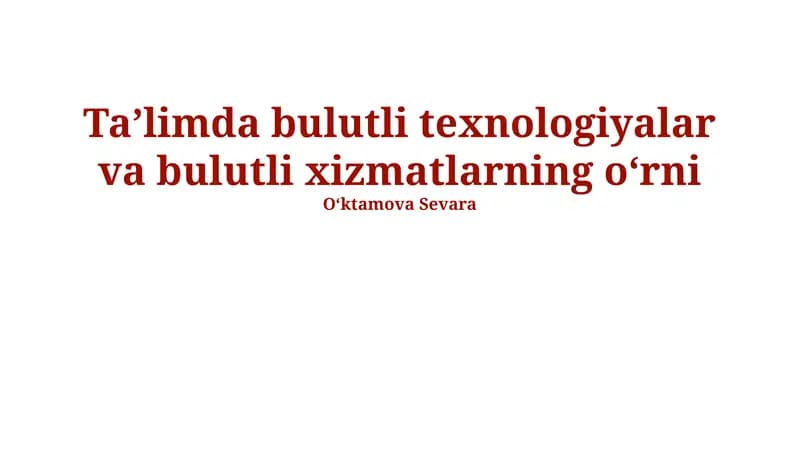 Bulut Texnologiyalarining Xavfsizligi va Maxfiyligi