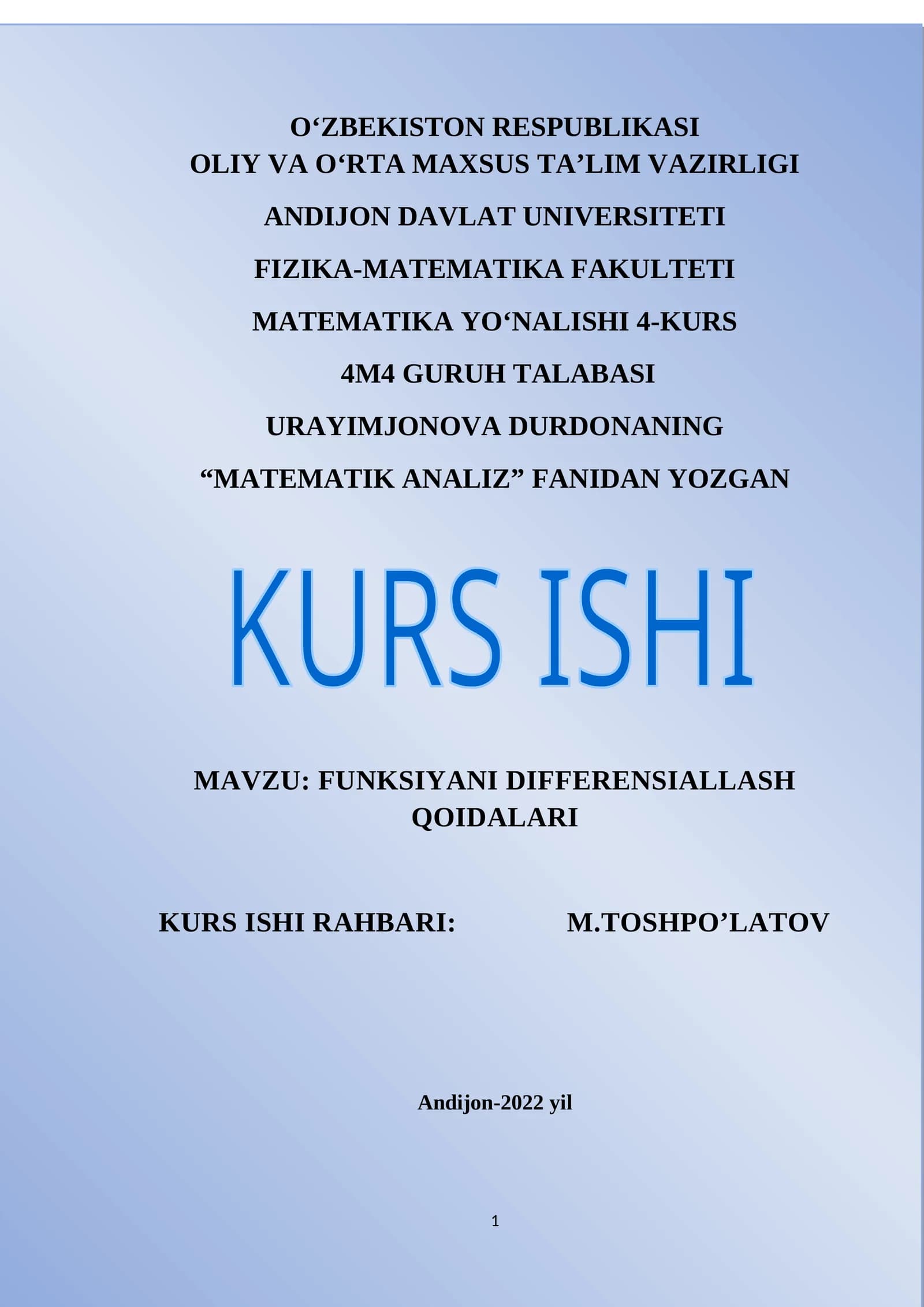 MATEMATIK ANALIZ