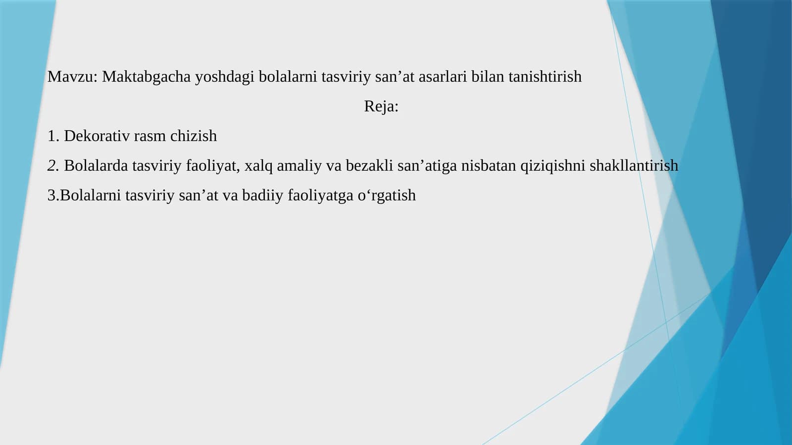 Maktabgacha yoshdagi bolalarni tasviriy san’at asarlari bilan tanishtirish