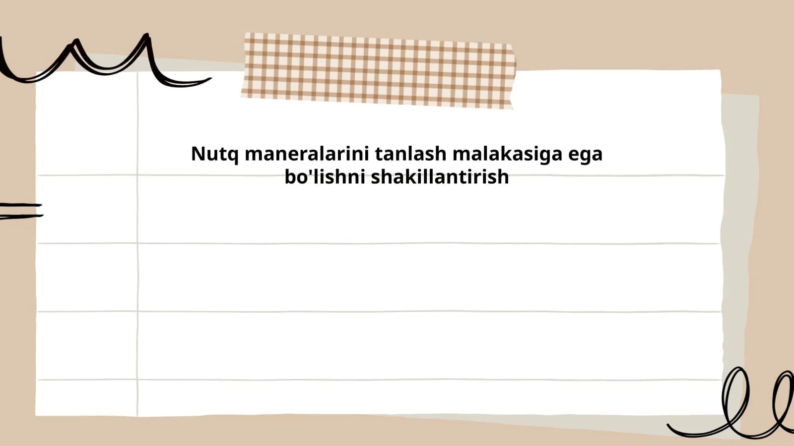 Nutq maneralarini tanlash malakasiga ega bo'lishni shakillantirish