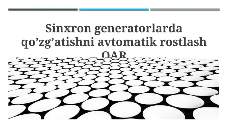 Sinxron generatorlarda qoʼzgʼatishni avtomatik rostlash