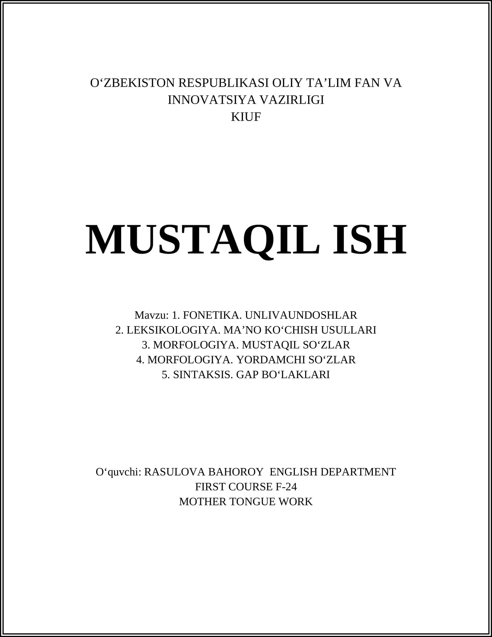 Fonetika va Tovush O‘zgarishlari