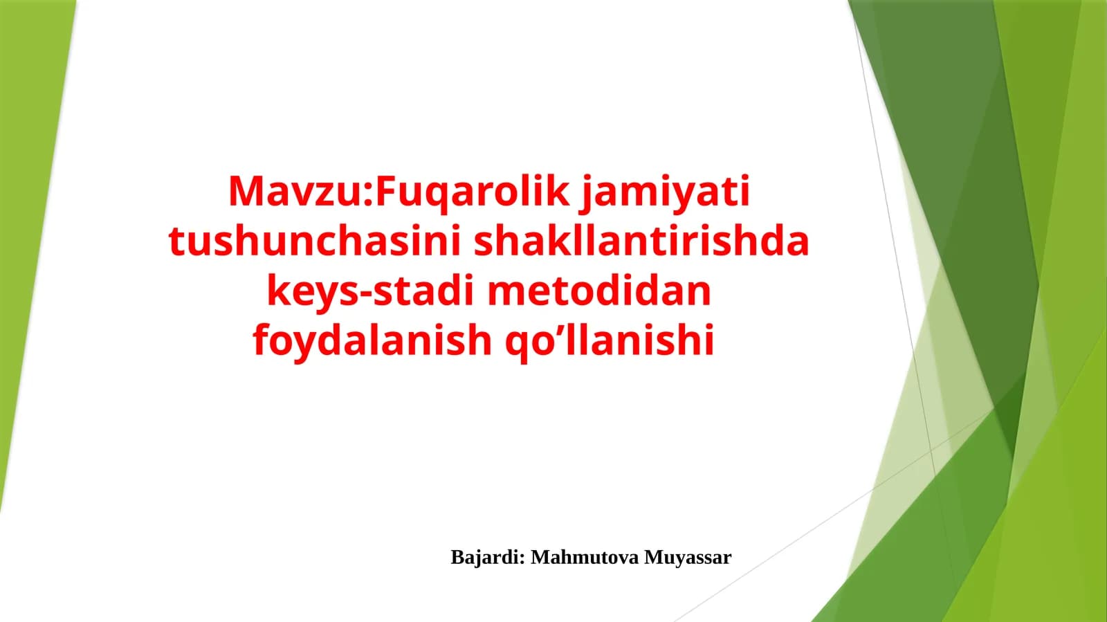 Fuqarolik jamiyati tushunchasini shakllantirishda keys-stadi metodidan foydalanish qo’llanishi