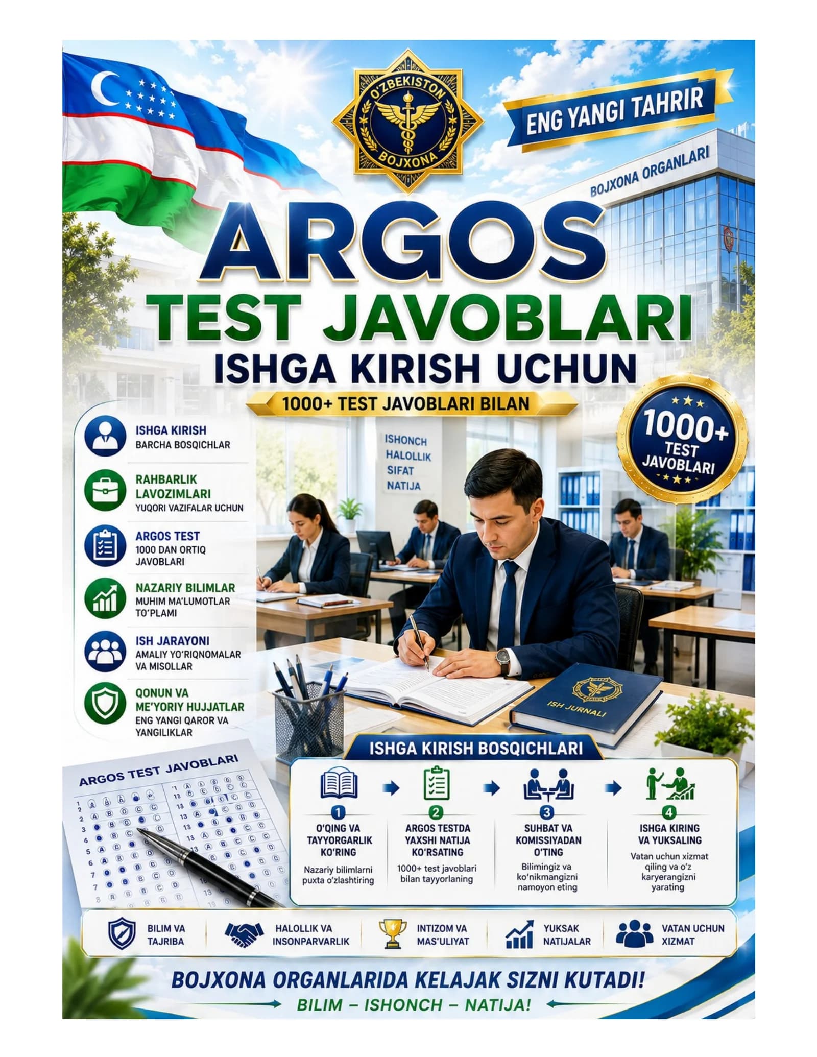 Davlat xizmatchisi TEST JAVOBLARI - Yangi tahrir