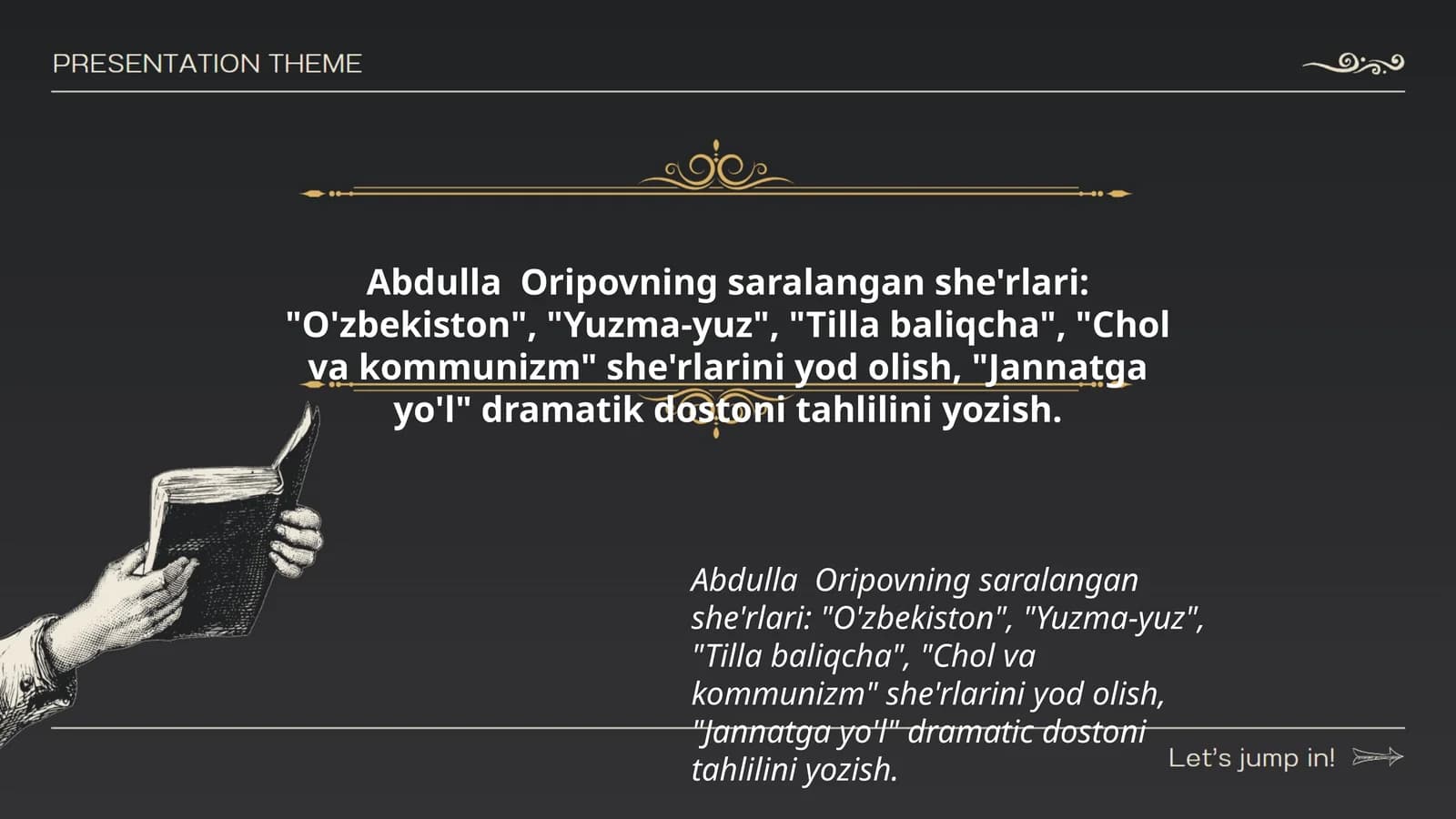 Abdulla Oripovning saralangan she'rlari