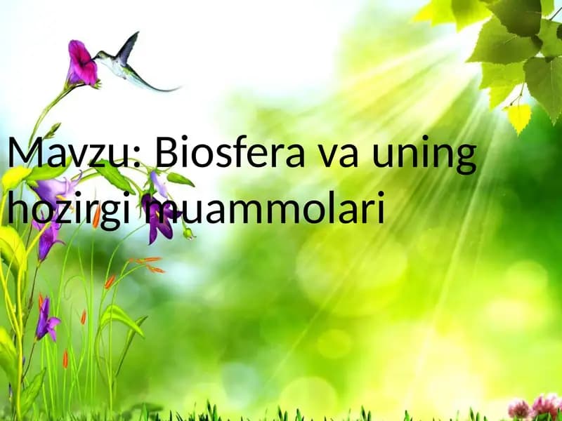 Biosfera va uning hozirgi muammolari