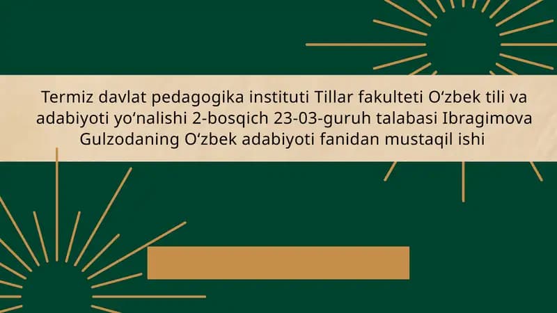 Ahmad Yassaviy va Ahmad Yugnakiyning hayoti va ijodimanbalari