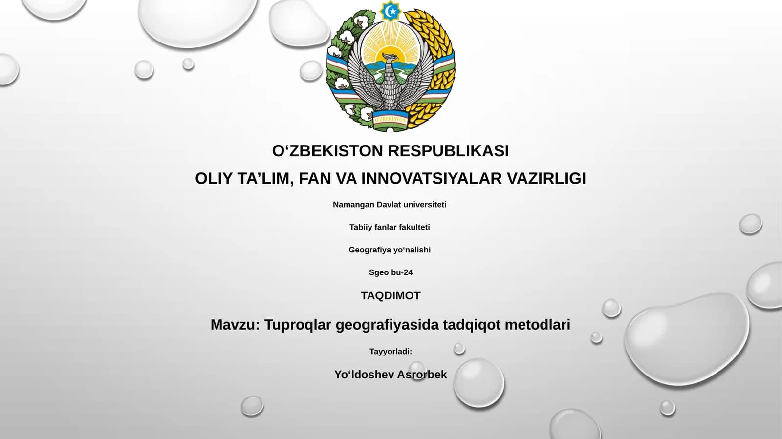 Tuproqlar geografiyasida tadqiqot metodlari