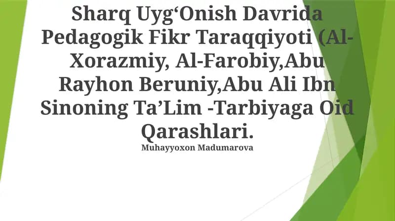 Sharq UygʻOnish Davrida Pedagogik Fikr Taraqqiyoti