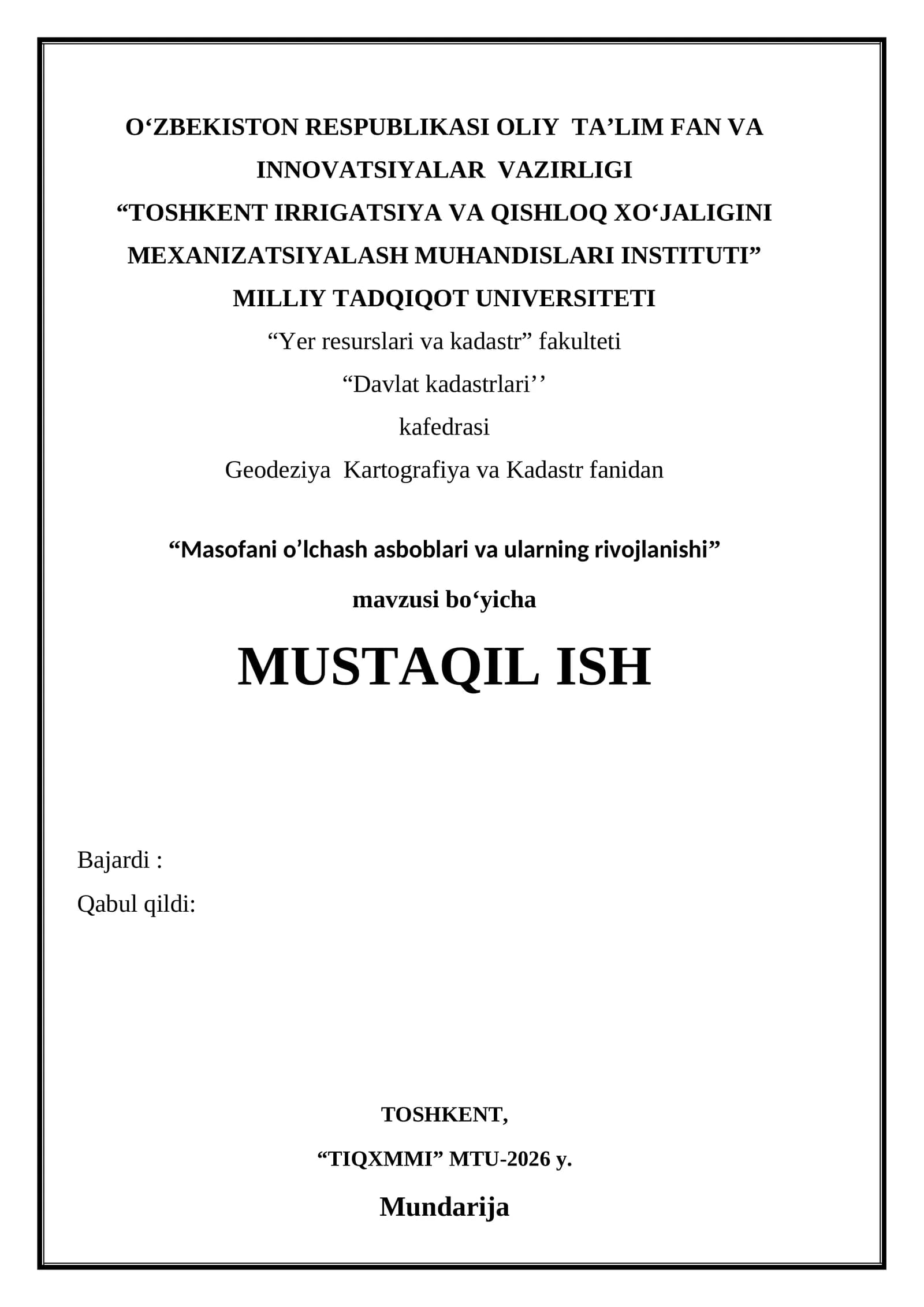 Masofani o’lchash asboblari va ularning rivojlanishi