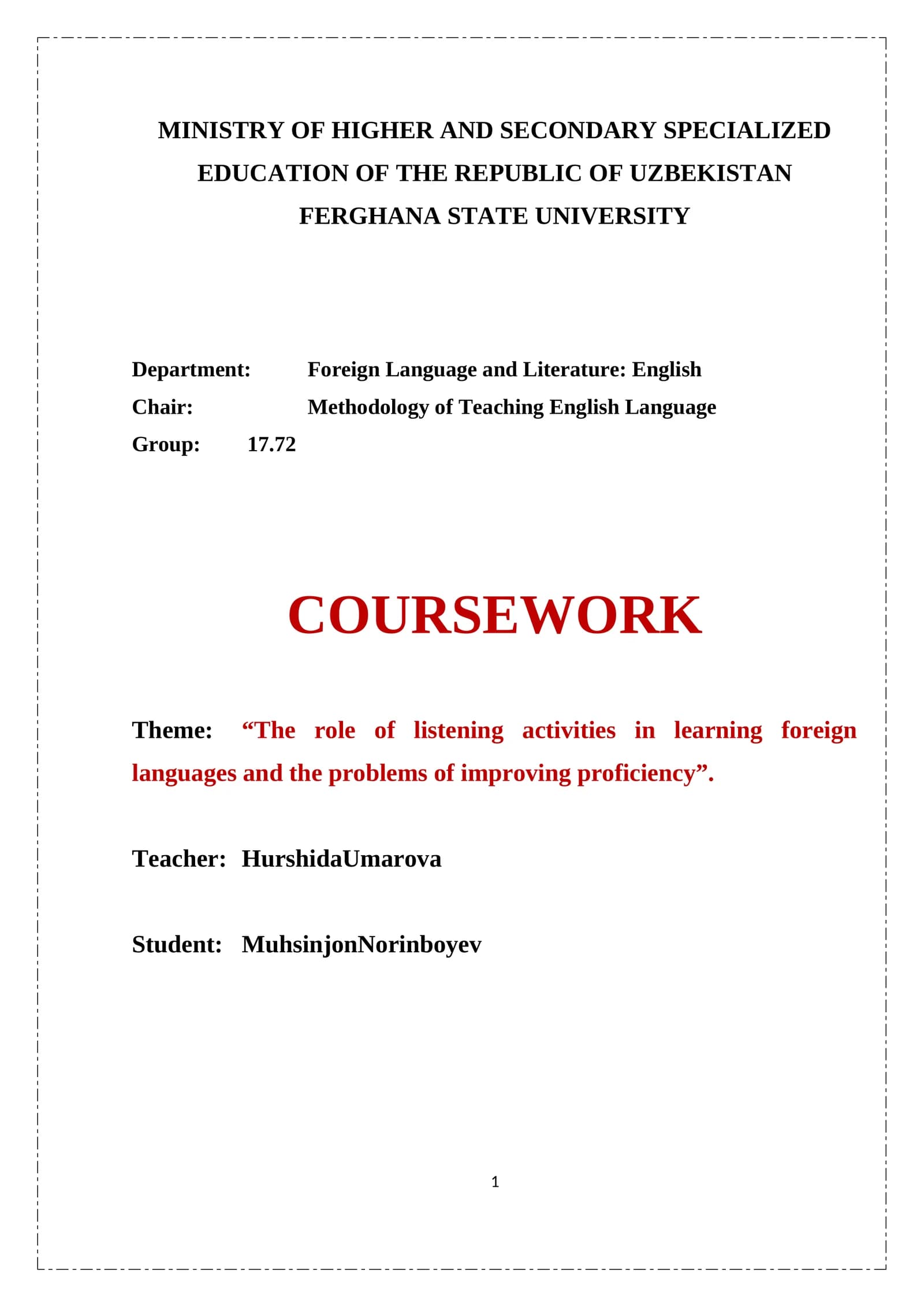 The role of listening activities in learning foreign languages and the problems of improving proficiency