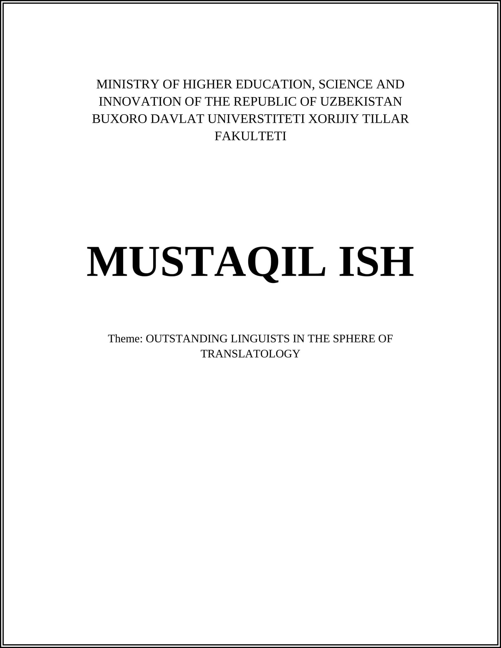 OUTSTANDING LINGUISTS IN THE SPHERE OF TRANSLATOLOGY