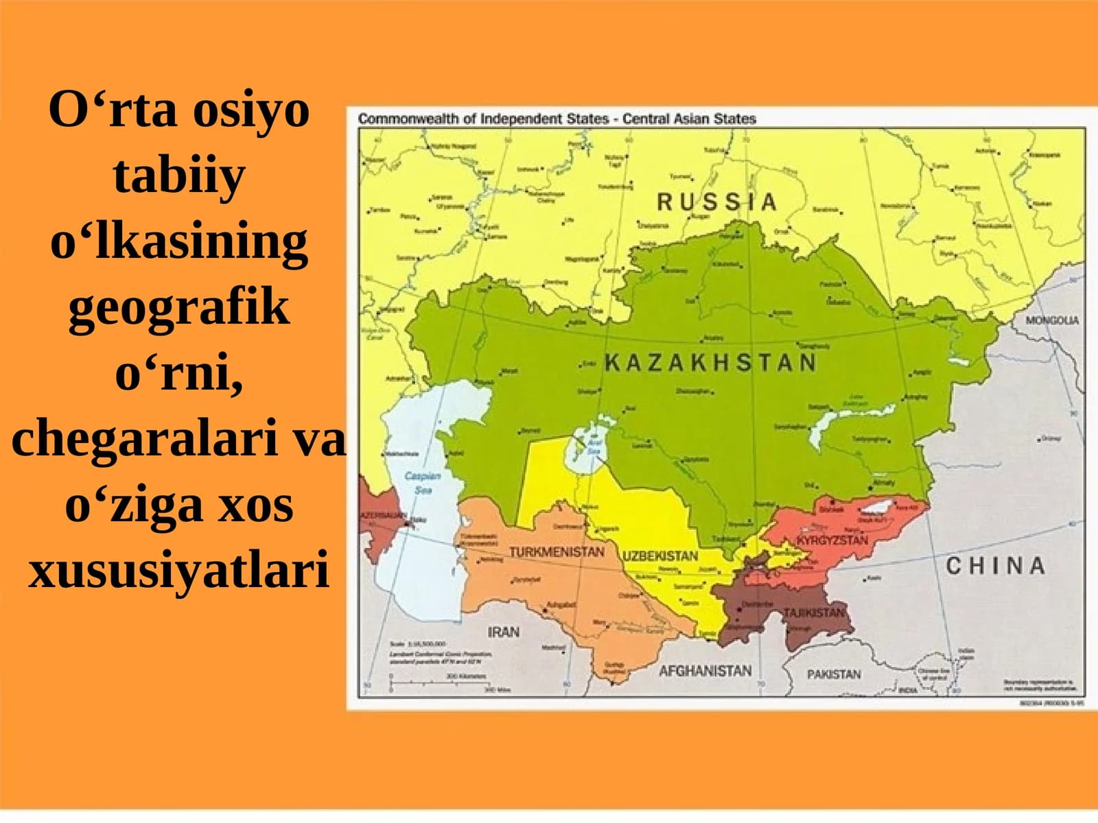O‘rta osiyo tabiiy o‘lkasining geografik o‘rni, chegaralari va o‘ziga xos xususiyatlari