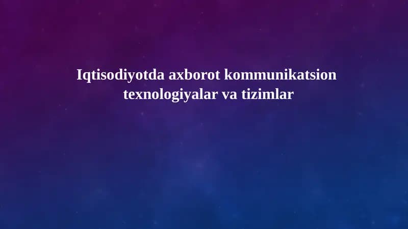 Axborot Texnologiyalarining Infratuzilmasi: Zamonaviy Asos va Kelajak