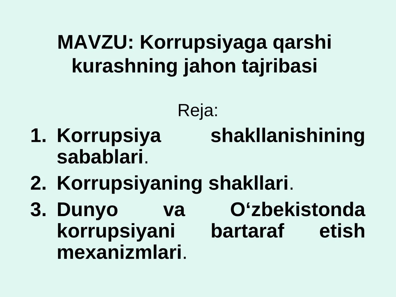 Korrupsiyaga qarshi kurashning jahon tajribasi