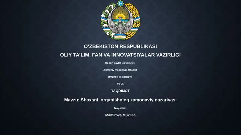Shaxsni organishning zamonaviy nazariyasi