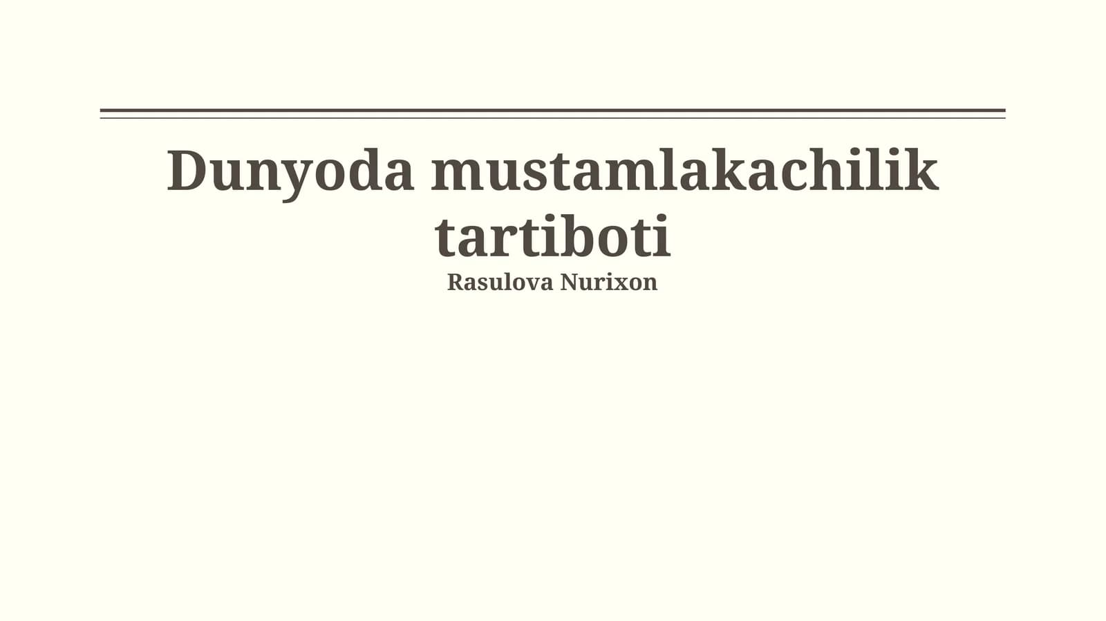 Mustamlakachilik tartiboti