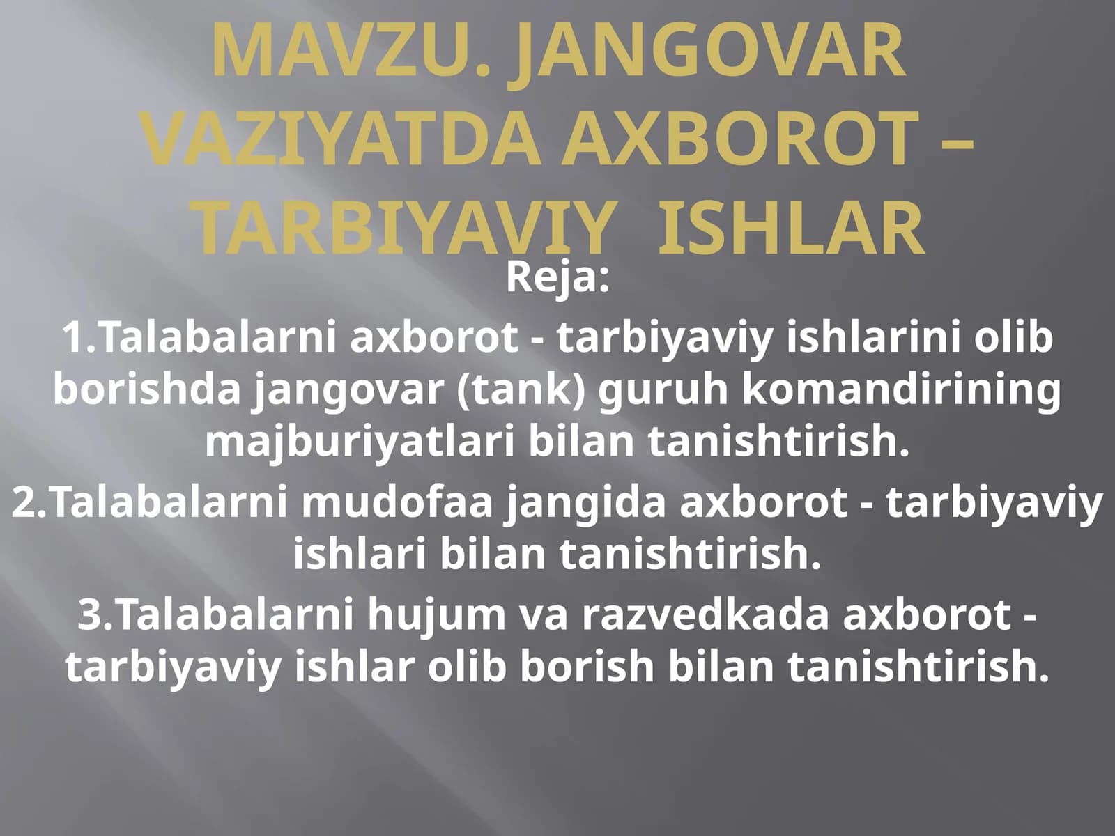 JANGOVAR VAZIYATDA AXBOROT – TARBIYAVIY ISHLAR