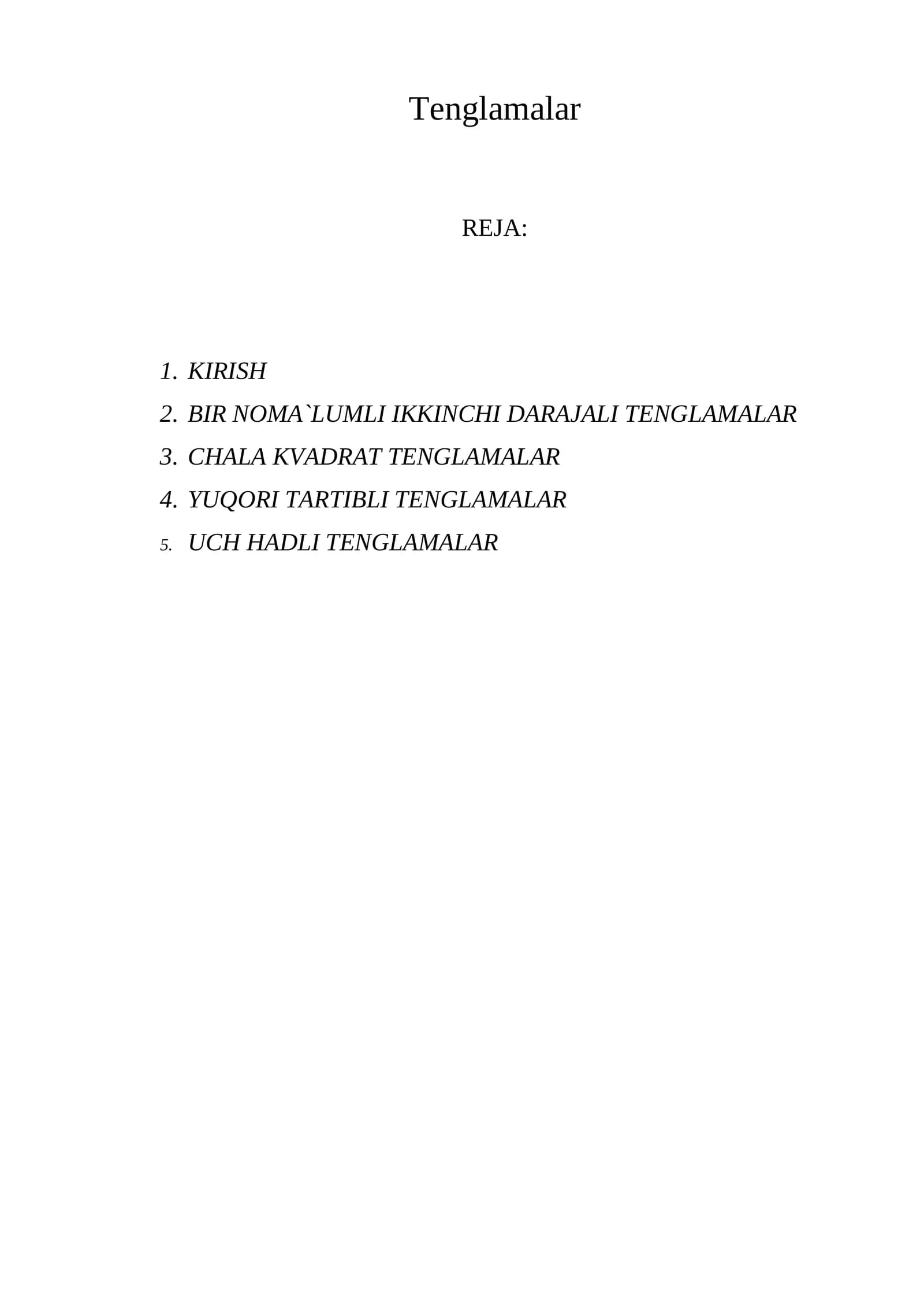 Tenglamalar