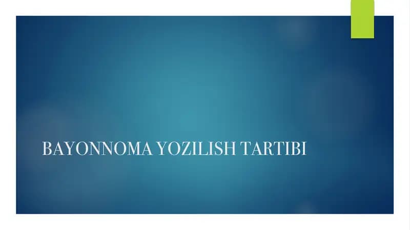 BAYONNOMA YOZILISH TARTIBI