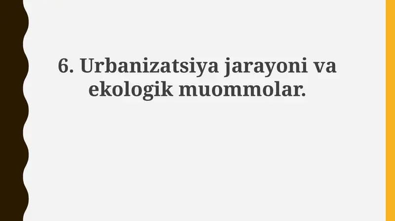 Urbanizatsiya va Atrof-muhit Muammolari