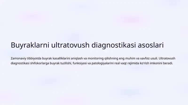 Buyraklarni ultratovush diagnostikasi asoslari