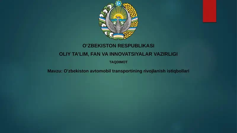O'zbekiston avtomobil transportining rivojlanishi