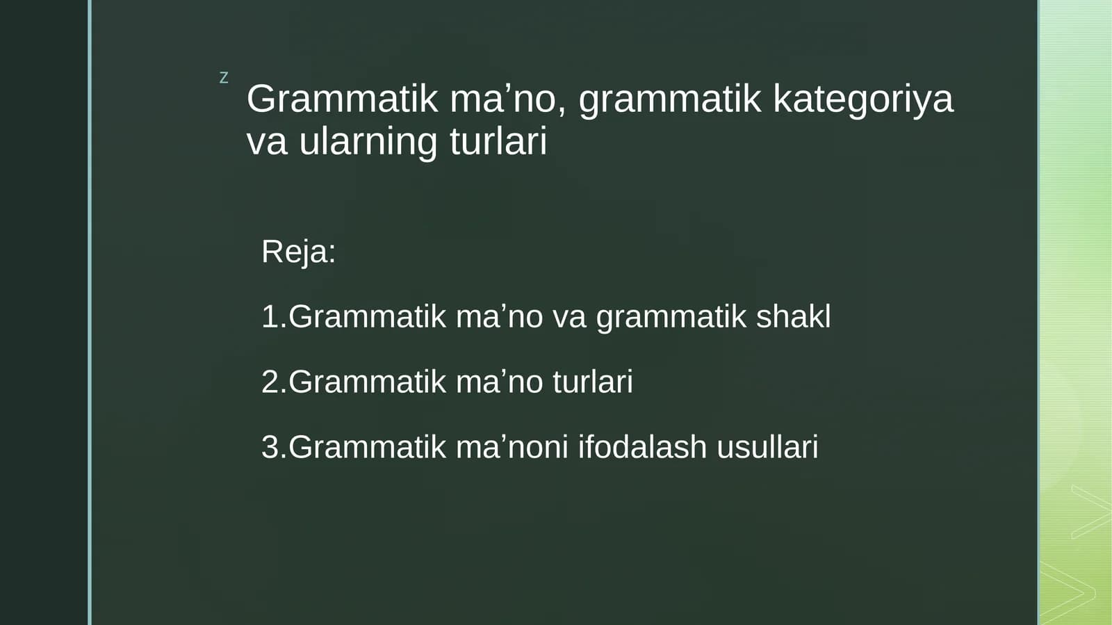 Grammatik maʼno, grammatik kategoriya va ularning turlari