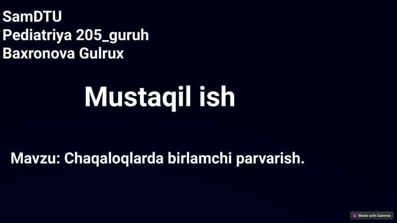 Chaqaloqlarda birlamchi parvarish