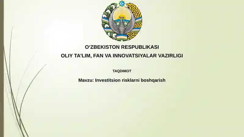 Investitsion risklarniboshqarish