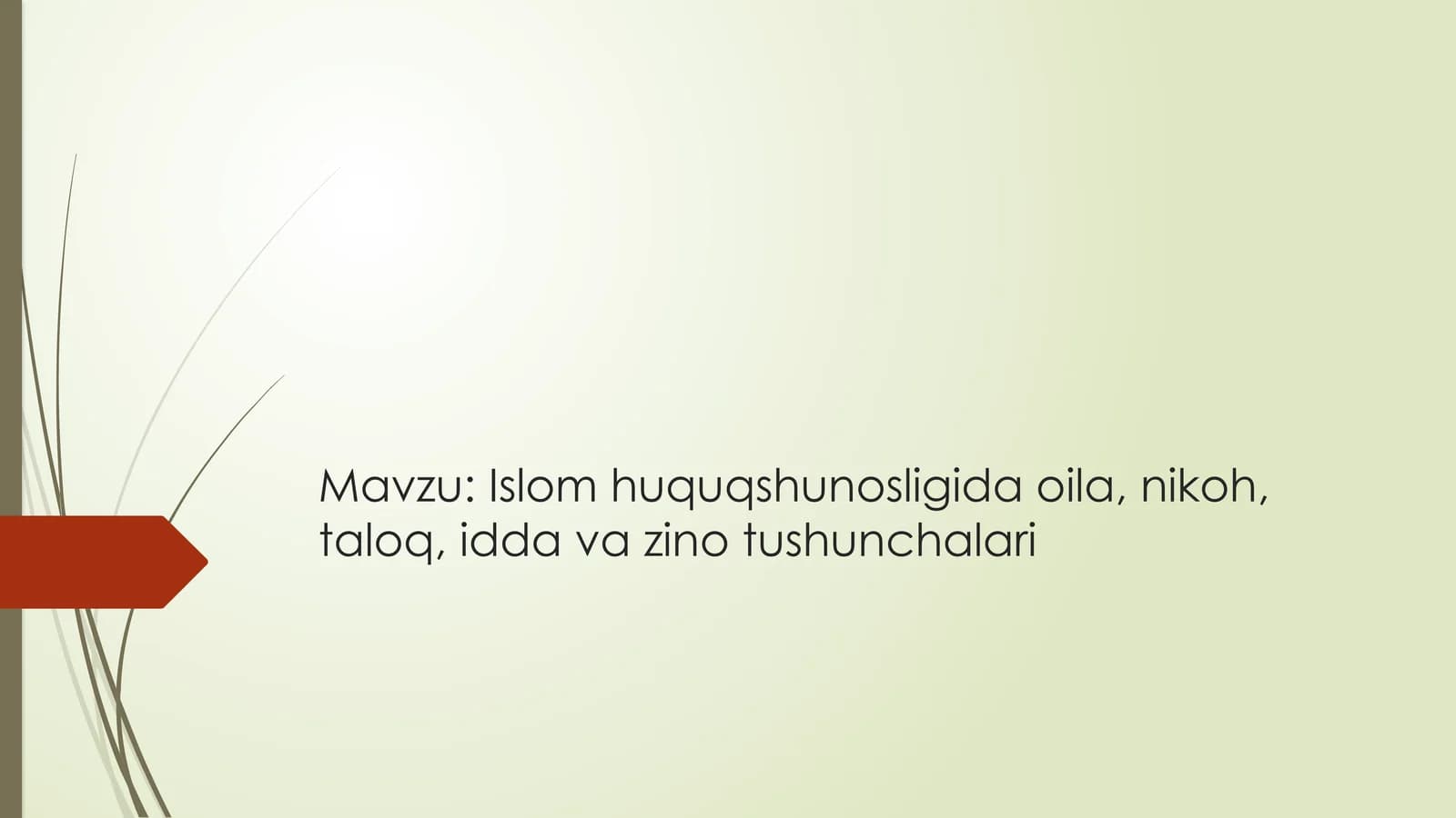 Islom huquqshunosligida oila, nikoh, taloq, idda va zino tushunchalari