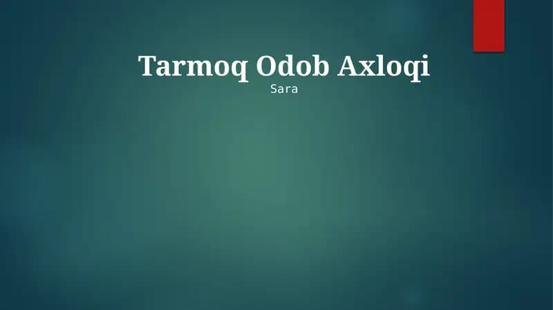 Tarmoq Odob Axloqi
